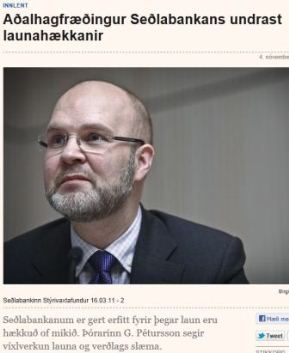 Seðlabankinn undraðist samninga um 3,5% launahækkanir. Launakostnaður bankans sjálfs hækkaði um 19% milli ára.